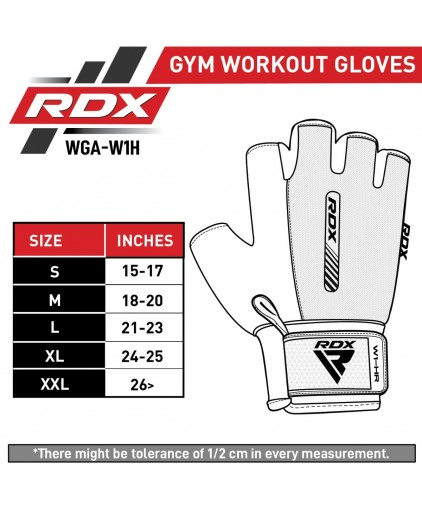 RDX W1 Gym Workout Gloves in Pink size chart-min-422x512